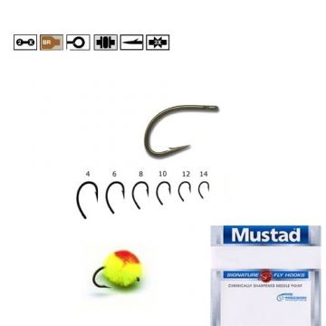 Carlig BR.forjat EGG CADDIS pentru musca Mustad (Marime: 14)