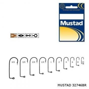 Carlig Bronz, pentru twister 100 buc/ plic (M.32756.) Mustad (Marime Carlige: Nr. 1/0)