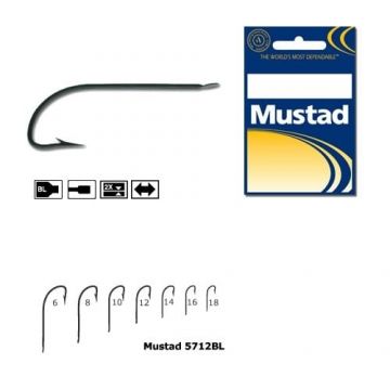 Carlig cristal,Negru,fin,tija lunga 10 buc/ plic (M.5712BL) - Mustad (Marime Carlige: Nr. 10)