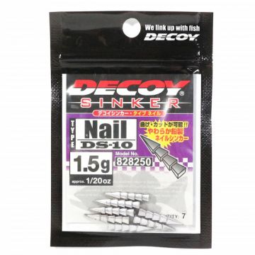 Plumb pentru naluci Decoy DS-10 Nail Sinker, tip bradut (Greutate: 1.2g)