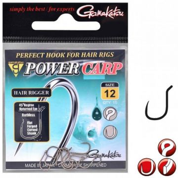 Carlige crap Power Hair Rigger 10buc/plic Gamakatsu (Marime Carlige: Nr. 12)