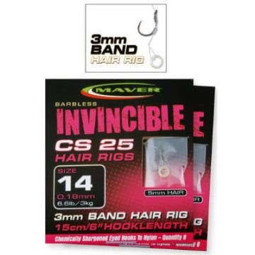 Carlige legate Maver Invincible CS25 Banded, 15cm, 3mm, 8bc (Marime Carlige: Nr. 16)