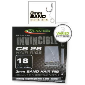 Carlige legate Maver Invincible CS26 Banded, 30cm, 3mm, 8bc (Marime Carlige: Nr. 14)