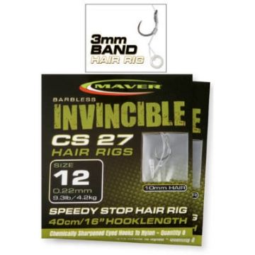 Carlige legate Maver Invincible CS27 Banded, 40cm, 3mm, 8bc (Marime Carlige: Nr. 16)