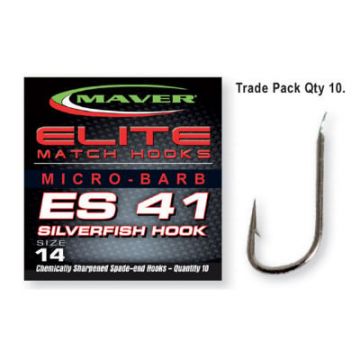 Carlige Maver Elite ES41 Silverfish, 10bc (Marime Carlige: Nr. 22)