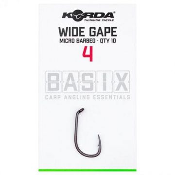 Carlige Korda Basix Wide Gape, 10 buc (Marime Carlige: Nr. 4)