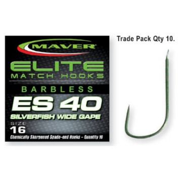 Carlige Maver Elite ES40 Silverfish Wide Gape, 10bc (Marime Carlige: Nr. 16)