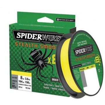 Fir textil Berkley Spiderwire Stealth Smooth 8x, galben, 150m (Diametru fir: 0.11 mm)