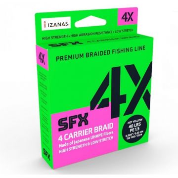 Fir textil Sufix SFX 4 Carrier Braid, Hot Yellow, 135m (Diametru fir: 0.15 mm)