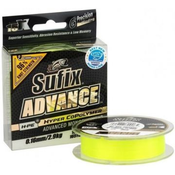 Fir Monofilament Sufix Advance HMPE Hyper CoPolymer, Hi Vis Yellow, 150m (Diametru fir: 0.18 mm)