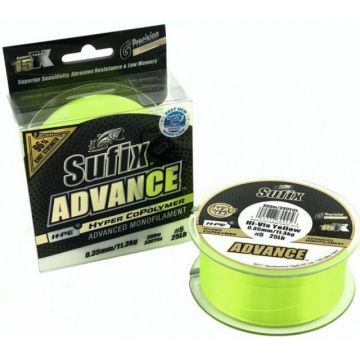 Fir Sufix Advance HMPE Hyper CoPolymer, Hi Vis Yellow, 300m (Diametru fir: 0.16 mm)