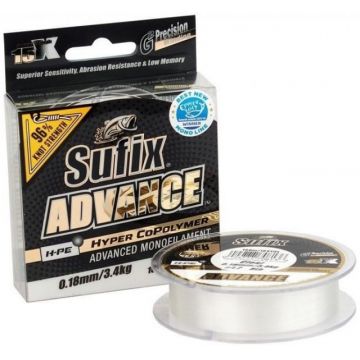 Fir Sufix Advance HMPE Hyper CoPolymer, transparent, 150m (Diametru fir: 0.20 mm)