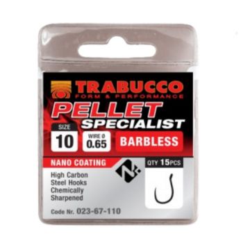 Carlige Trabucco Pellet Specialist, Barbless, 15 buc (Marime Carlige: Nr. 10)