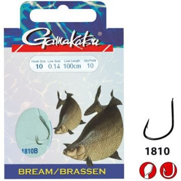 Carlige legate Bream Feeder Gamakatsu (Diametru fir: 0.14 mm, Marime Carlige: Nr. 10)