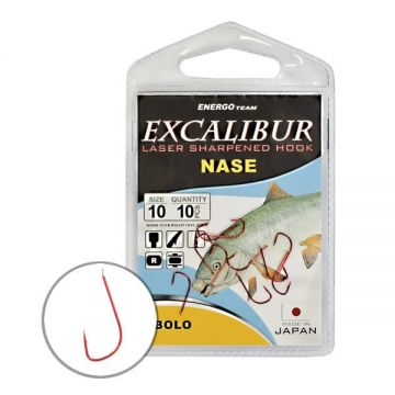 Carlige Excalibur Nase Bolo Red (Marime Carlige: Nr. 10)