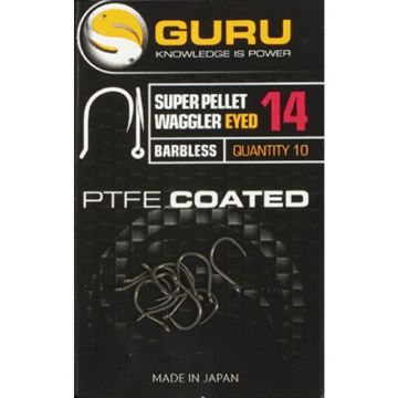 Carlige Guru Super Pellet Waggler Eyed Barbless, 10buc (Marime Carlige: Nr. 10)