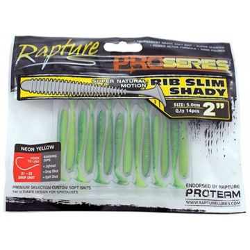 Shad RIB Slim Shady Neon Yellow 5cm, 14buc/plic Rapture