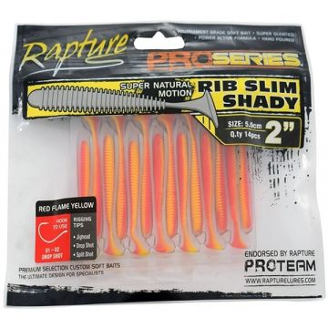 Shad RIB Slim Shady Red Flame Yellow 5cm, 14buc/plic Rapture