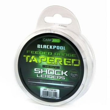 Fir inaintas conic Carp Pro Blackpool Carp Shock Leaders, transparent ,5x15m (Diametru fir: 0.22 mm)