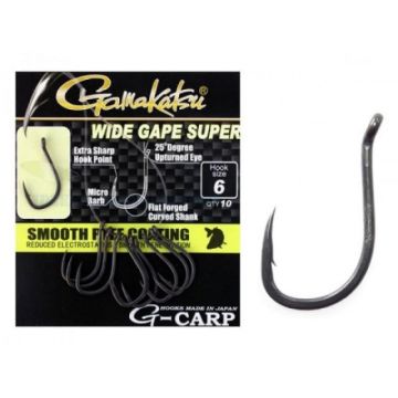 Carlige Gamakatsu G-Carp Wide Gape 10 buc (Marime Carlige: Nr. 2)