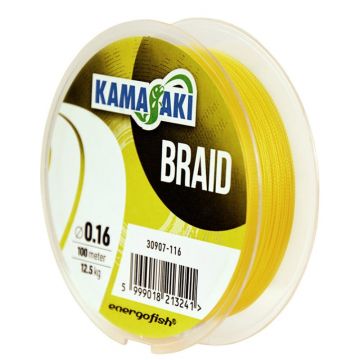 Fir Textil Kamasaki Braid, Yellow, 100m (Diametru fir: 0.18 mm)