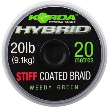 Fir Textil Cu Camasa Korda Stiff Hybrid Coated Braid Hooklink 20lbs, Weed Green, 15m
