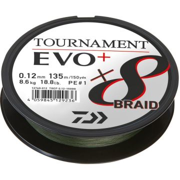 Fir Textil Daiwa Tournament 8X Braid Evo+, Culoare Dark Green, 135m (Diametru fir: 0.08 mm)