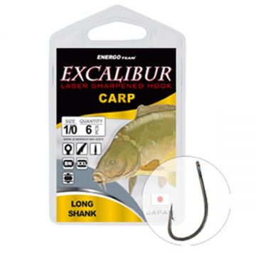 Carlige Excalibur Carp Long Shank BN, 10buc (Marime Carlige: Nr. 2)