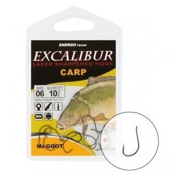 Carlige Excalibur Carp Maggot NS, 10buc (Marime: 12)