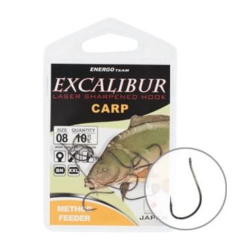 Carlige Excalibur Carp Method Feeder, 10buc (Marime Carlige: Nr. 10)